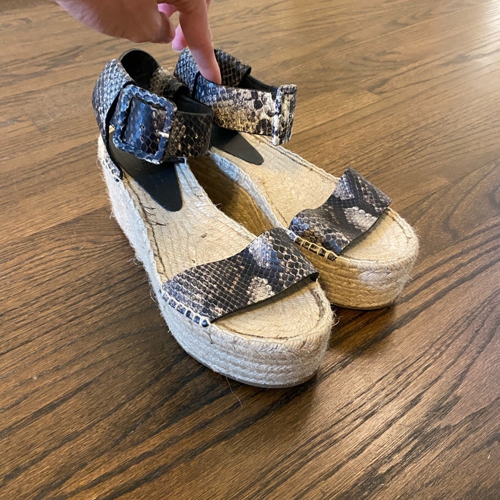 Vince Snakeskin Platform Wedges